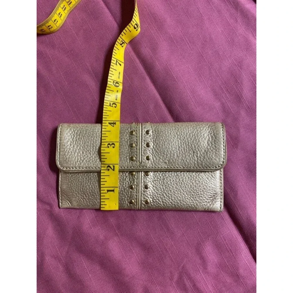 * Michael Kors gold metallic leather astor continental Wallet textured leather